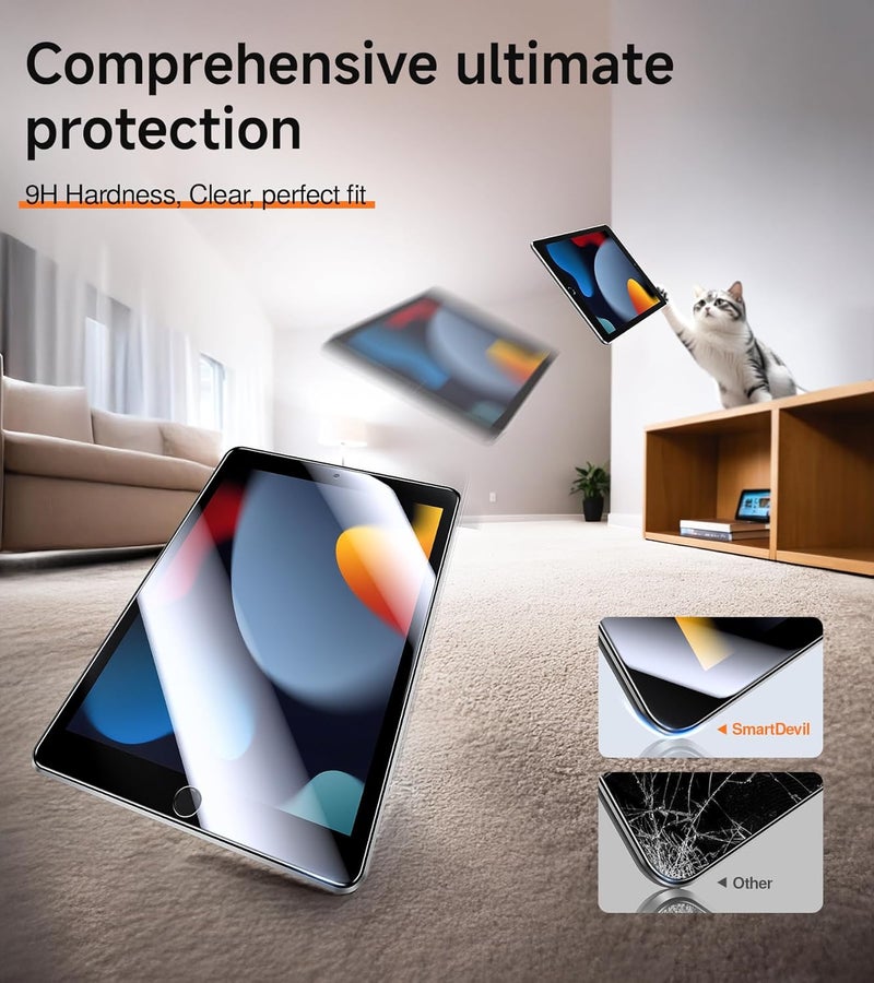 SmartDevil Screen Protector for iPad with Easy Installation Frame, 9H Clear Tempered Glass Film, Anti-Shatter, Bubble Free, Dust-Free Box, 2 Pack (7/8/9th Gen (2019-2021)) - Image 5